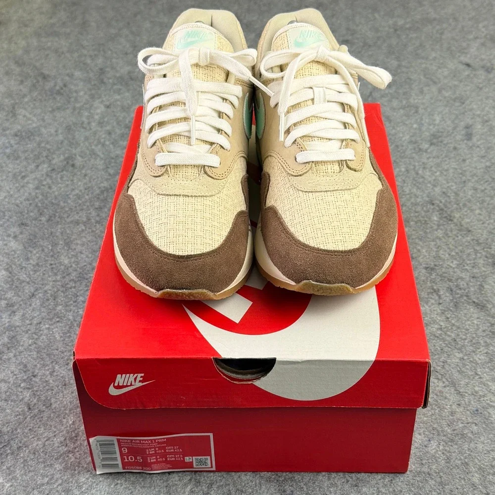 Nike Air Max 1 PRM Crepe Hemp Brown Tan Mint FD5088-200 Mens 9